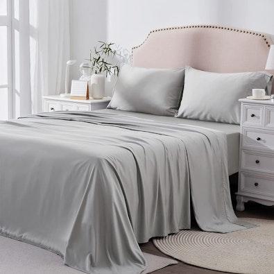 2000TC Super King 4pc Bed Sheet Set - Silver Gray cover