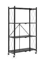 4-Tier Foldable Storage Shelf with Wheels (Black) thumbnail