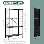 4-Tier Foldable Storage Shelf with Wheels (Black) alternate 3