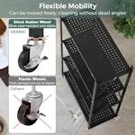 4-Tier Foldable Storage Shelf with Wheels (Black) alternate 6