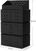 12-Drawer Black Makeup Organizer alternate 2