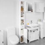 White Tall Bathroom Cabinet with High Storage alternate 1