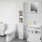 White Tall Bathroom Cabinet with High Storage alternate 7