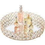 Crystal Beads Round Cosmetic & Jewelry Tray (Gold)
