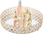 Crystal Beads Round Cosmetic & Jewelry Tray (Gold) thumbnail