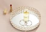 Crystal Beads Round Cosmetic & Jewelry Tray (Gold) alternate 4