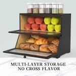 Double Layer Bamboo Bread Box (Black) alternate 5