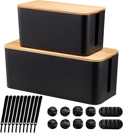 2-Pack Cable Management Boxes for Desk & TV cover