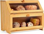Large Double Layer Bamboo Bread Box with Window thumbnail