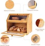 Large Double Layer Bamboo Bread Box with Window alternate 2
