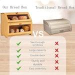 Large Double Layer Bamboo Bread Box with Window alternate 4