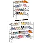 Adjustable 4-Tier Metal Shoe Rack - Grey