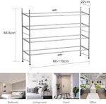 Adjustable 4-Tier Metal Shoe Rack - Grey alternate 1