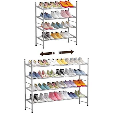Adjustable 4-Tier Metal Shoe Rack - Grey cover