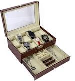 12-Slot PU Leather Lockable Watch & Jewelry Box alternate 1