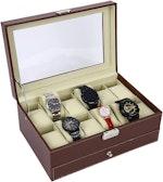 12-Slot PU Leather Lockable Watch & Jewelry Box alternate 2
