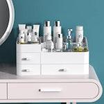 White Countertop Makeup Organizer with Drawers thumbnail