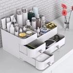 White Countertop Makeup Organizer with Drawers alternate 3