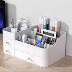 White Countertop Makeup Organizer with Drawers alternate 4