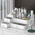 White Countertop Makeup Organizer with Drawers alternate 2
