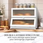 Double Layer Bamboo Bread Box (White) alternate 2