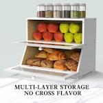Double Layer Bamboo Bread Box (White) alternate 5