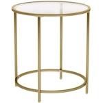 Gold Round Side Table with Metal Frame