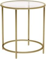 Gold Round Side Table with Metal Frame thumbnail