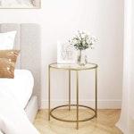 Gold Round Side Table with Metal Frame alternate 2