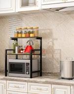 3-Tier Stainless Steel & Wood Microwave Rack alternate 3