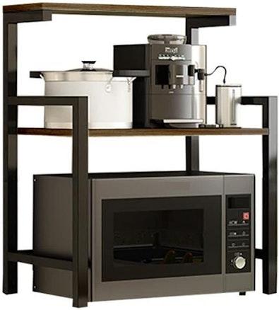 3-Tier Stainless Steel & Wood Microwave Rack cover