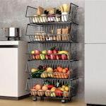 Metal 5-Tier Rolling Vegetable and Fruit Basket thumbnail