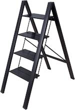 4-Step Folding Aluminum Ladder with Storage Shelf thumbnail