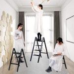 4-Step Folding Aluminum Ladder with Storage Shelf alternate 5