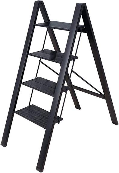 4-Step Folding Aluminum Ladder with Storage Shelf cover