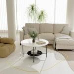 Round 2-Tier Marble Coffee Table 80cm alternate 1