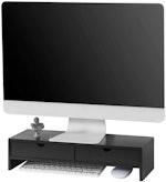 Black Monitor Stand with 2 Drawers Organizer thumbnail