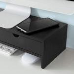 Black Monitor Stand with 2 Drawers Organizer alternate 6