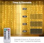 300 LED USB Curtain Light with 8 Modes & Remote alternate 2