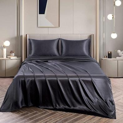 2000TC Queen Satin Sheet Set - 4pc Deep Pocket cover