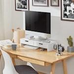 White Monitor Stand with Storage Drawers alternate 1