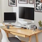 White Monitor Stand with Storage Drawers alternate 3
