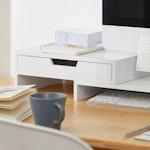 White Monitor Stand with Storage Drawers alternate 6