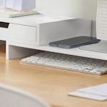 White Monitor Stand with Storage Drawers alternate 7