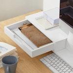 White Monitor Stand with Storage Drawers alternate 8
