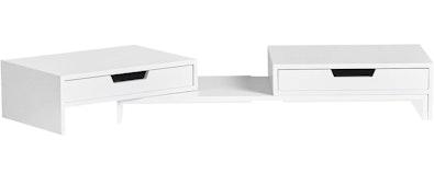 White Monitor Stand with Storage Drawers cover