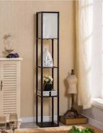 Black LED Floor Lamp with Shelves alternate 1
