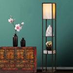 Black LED Floor Lamp with Shelves alternate 2