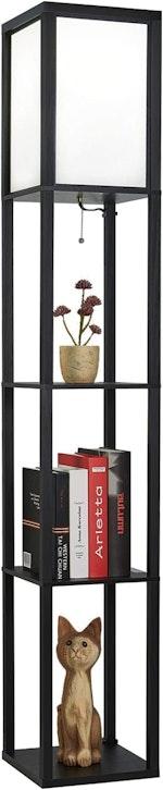 Black LED Floor Lamp with Shelves alternate 6