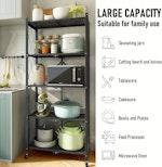 5-Tier Foldable Storage Shelf with Wheels (Black) alternate 4